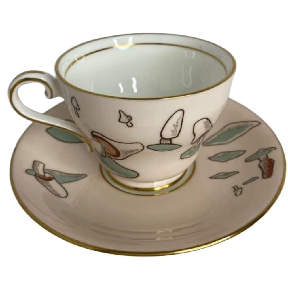 Aynsley Tea Cup and Saucer Fine Bone China Made in England Mushroom/Toadstools
